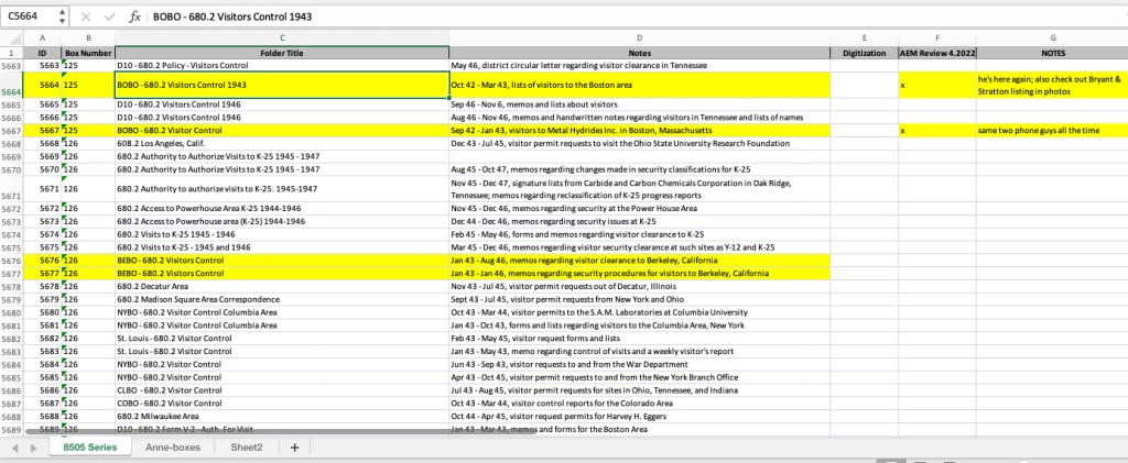 Image of the finding aid for the Manhattan Project Records held at the National Archives at Atlanta.