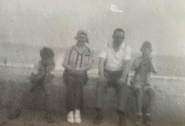 My grandparents with their two sons, Douglas and Donald, on the seawall at Marshfield, Massachusetts.